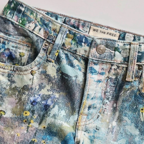 Free People We The Free Tennessee Low-Rise Illusions Jeans Floral Canvas NEW - Picture 9 of 9